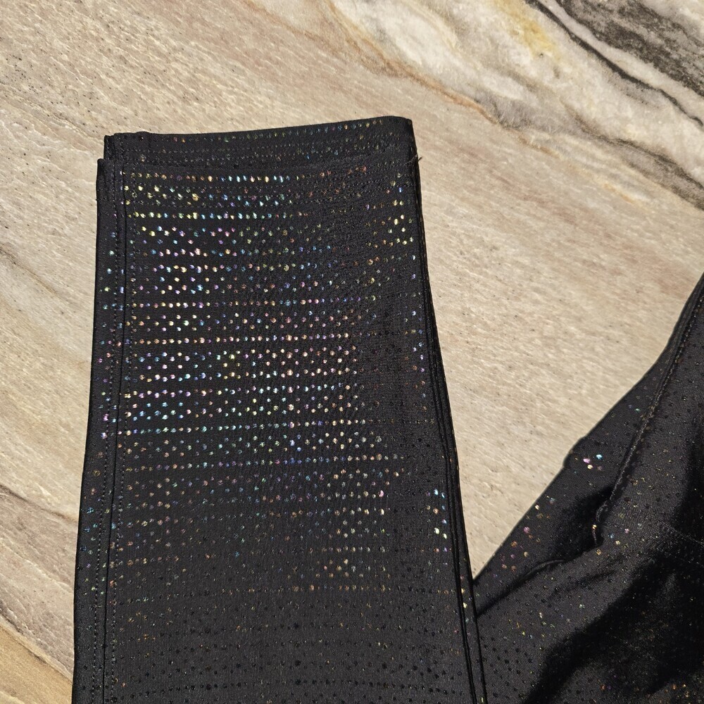 SPANX L Black Holographic Glitter Active Leggings Cropped 7/8 Sparkle Workout - Picture 6 of 8